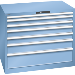 LISTA - Armoire à tiroirs 54x36E (LxPxH) 1023x725x850mm 7 tiroirs (1x50/2x75/2x100/1x150/1x200) 75kg KEY Lock Bleu clair RAL 5012