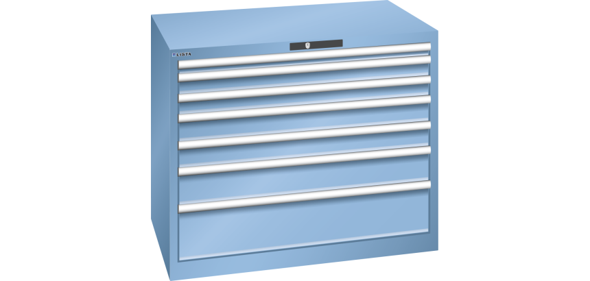 Armoire à tiroirs Lista 54 x 36E  H 85 x L 102,3 x P 72,5 cm 7 tiroirs Key Lock