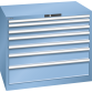 LISTA - Armoire à tiroirs 54x36E (LxPxH) 1023x725x850mm 7 tiroirs (1x50/2x75/2x100/1x150/1x200) 75kg KEY Lock Bleu clair RAL 5012