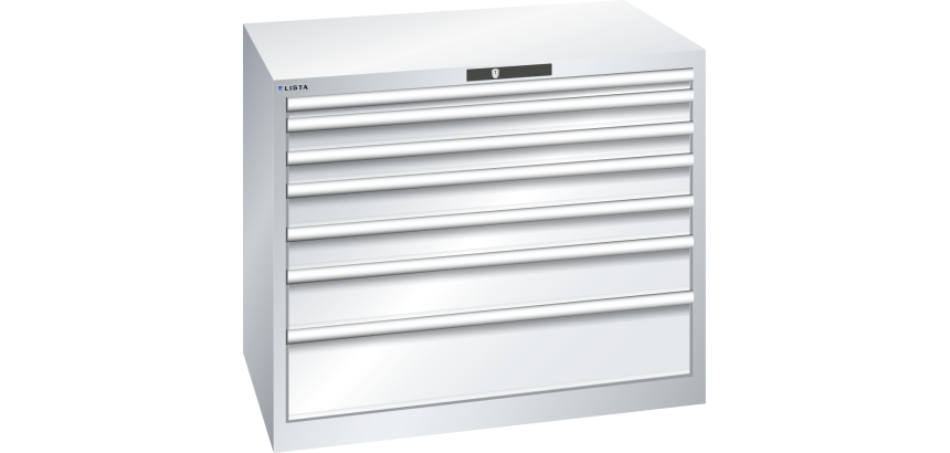 Armoire à tiroirs Lista 54 x 36E  H 85 x L 102,3 x P 72,5 cm 7 tiroirs Key Lock