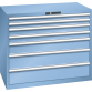 LISTA - Armoire à tiroirs 64x36E (LxPxH) 1193x725x1000mm 7 tiroirs (2x75/2x100/1x150**/2x200**) 75/**200kg KEY Lock Bleu clair RAL 5012