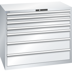 LISTA - Armoire à tiroirs 64x36E (LxPxH) 1193x725x1000mm 7 tiroirs (2x75/2x100/1x150**/2x200**) 75/**200kg KEY Lock Gris clair RAL 7035