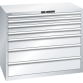 LISTA - Armoire à tiroirs 64x36E (LxPxH) 1193x725x1000mm 7 tiroirs (2x75/2x100/1x150**/2x200**) 75/**200kg KEY Lock Gris clair RAL 7035