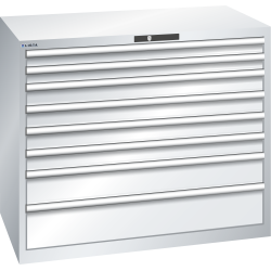 LISTA - Armoire à tiroirs 64x36E (LxPxH) 1193x725x1000mm 8 tiroirs (2x75/4x100/1x150**/1x200**) 75/**200kg KEY Lock Gris clair RAL 7035