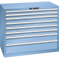 LISTA - Armoire à tiroirs 64x36E (LxPxH) 1193x725x1000mm 8 tiroirs (2x75/4x100/1x150/1x200) 200kg KEY Lock Bleu clair RAL 5012