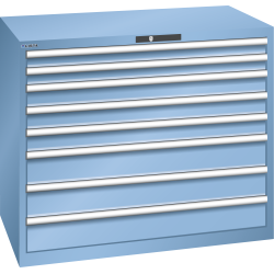 LISTA - Armoire à tiroirs 64x36E (LxPxH) 1193x725x1000mm 8 tiroirs (2x75/3x100/3x150**) 75/**200kg KEY Lock Bleu clair RAL 5012