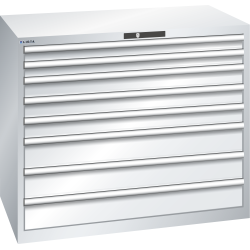 LISTA - Armoire à tiroirs 64x36E (LxPxH) 1193x725x1000mm 8 tiroirs (2x75/3x100/3x150) 200kg KEY Lock Gris clair RAL 7035