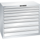 LISTA - Armoire à tiroirs 64x36E (LxPxH) 1193x725x1000mm 8 tiroirs (2x75/3x100/3x150) 200kg KEY Lock Gris clair RAL 7035