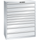 LISTA - Armoire à tiroirs 64x36E (LxPxH) 1193x725x1450mm 10 tiroirs (2x150/1x125/1x75/3x100/1x150/2x200) 200kg KEY Lock Gris clair RAL 7035