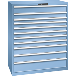 LISTA - Armoire à tiroirs 64x36E (LxPxH) 1193x725x1450mm 11 tiroirs (1x150/1x125/1x75/5x100/2x150/1x200) 200kg KEY Lock Bleu clair RAL 5012