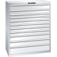 LISTA - Armoire à tiroirs 64x36E (LxPxH) 1193x725x1450mm 11 tiroirs (1x150/1x125/1x75/5x100/2x150/1x200) 200kg KEY Lock Gris clair RAL 7035