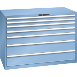 LISTA - Armoire à tiroirs 78x36E (LxPxH) 1431x725x1000mm 7 tiroirs (2x75/2x100/1x150**/2x200**) 75/**200kg KEY Lock Bleu clair RAL 5012