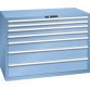 LISTA - Armoire à tiroirs 78x36E (LxPxH) 1431x725x1000mm 7 tiroirs (2x75/2x100/1x150**/2x200**) 75/**200kg KEY Lock Bleu clair RAL 5012
