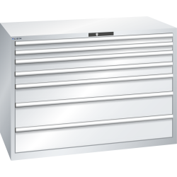 LISTA - Armoire à tiroirs 78x36E (LxPxH) 1431x725x1000mm 7 tiroirs (2x75/2x100/1x150**/2x200**) 75/**200kg KEY Lock Gris clair RAL 7035