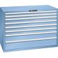 LISTA - Armoire à tiroirs 78x36E (LxPxH) 1431x725x1000mm 8 tiroirs (2x75/4x100/1x150/1x200) 200kg KEY Lock Bleu clair RAL 5012