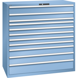 LISTA - Armoire à tiroirs 78x36E (LxPxH) 1431x725x1450mm 11 tiroirs (1x150/1x125/1x75/5x100/2x150/1x200) 200kg KEY Lock Bleu clair RAL 5012