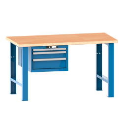LISTA - Établi 27x27E (LxPxH) 2000x700x890mm 3 tiroirs (1x50/1x100/1x150) 75kg multiplex KEY Lock Bleu clair RAL 5012