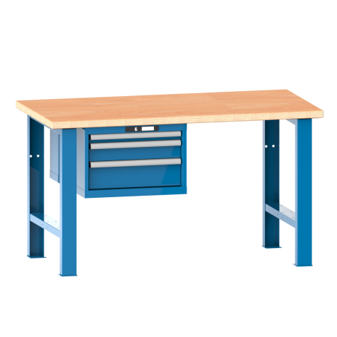 LISTA - Établi 27x27E (LxPxH) 2000x700x890mm 3 tiroirs (1x50/1x100/1x150) 75kg multiplex KEY Lock Bleu clair RAL 5012