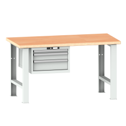 LISTA - Établi 27x27E (LxPxH) 2000x700x890mm 3 tiroirs (1x50/1x100/1x150) 75kg multiplex KEY Lock Gris clair RAL 7035