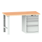 LISTA - Établi 27x27E (LxPxH) 1500x700x840mm 4 tiroirs (2x100/1x200/1x300) 75kg multiplex KEY Lock Gris clair RAL 7035