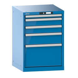 LISTA - Armoire à tiroirs 27x27E (LxPxH) 564x572x800mm 5 tiroirs (1x50/2x100/1x150/1x300) 75kg KEY Lock Bleu clair RAL 5012