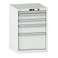 LISTA - Armoire à tiroirs 27x27E (LxPxH) 564x572x800mm 5 tiroirs (1x50/2x100/1x150/1x300) 75kg KEY Lock Gris clair RAL 7035