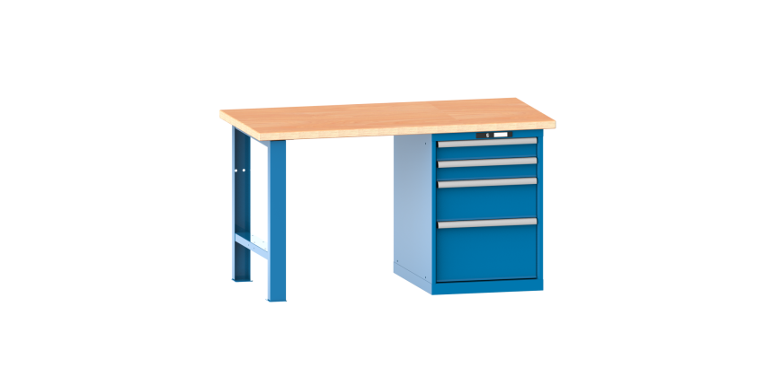 Lista - Établi 4 tiroirs plateau en multiplex H 84 x P 70 cm