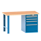 LISTA - Établi 27x27E (LxPxH) 1500x700x840mm 5 tiroirs (1x50/2x100/1x150/1x300) 75kg multiplex KEY Lock Bleu clair RAL 5012