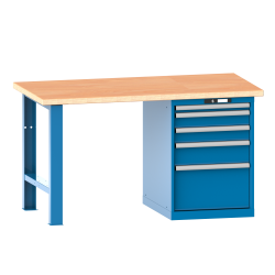 LISTA - Établi 27x27E (LxPxH) 2000x700x840mm 5 tiroirs (1x50/2x100/1x150/1x300) 75kg multiplex KEY Lock Bleu clair RAL 5012
