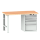 LISTA - Établi 27x27E (LxPxH) 2000x700x840mm 5 tiroirs (1x50/2x100/1x150/1x300) 75kg multiplex KEY Lock Gris clair RAL 7035