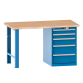 LISTA - Établi 27x27E (LxPxH) 2000x700x890mm 5 tiroirs (2x100/1x150/2x200) 75kg multiplex KEY Lock Bleu clair RAL 5012
