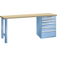 LISTA - Établi 27x27E (LxPxH) 1500x700x890mm 6 tiroirs (1x50/2x100/2x150/1x200) 75kg multiplex KEY Lock Bleu clair RAL 5012