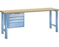 Établi Lista 27x36E - H 90 x L 150 x P 80 cm - plateau en hêtre massif, 4 tiroirs