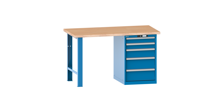 Lista - Établi 5 tiroirs plateau en multiplex H 84 x P 75 cm - poids supporté 800 ou 1500 Kg