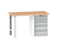 Lista - Établi 5 tiroirs plateau en multiplex H 84 x P 75 cm - poids supporté 800 ou 1500 Kg