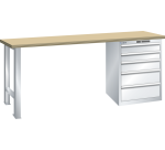 Lista - Établi 5 tiroirs plateau en hêtre H 90 x P 80 cm