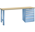 Lista - Établi 5 tiroirs plateau en hêtre H 90 x P 80 cm