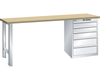 LISTA - Établi (HxLxP) 90 x 200 x 80 cm Hêtre KEY Lock R7035
