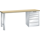 LISTA - Établi 27x36E (LxPxH) 2000x800x900mm 5 tiroirs (2x100/1x150/2x200) 75kg hêtre KEY Lock Gris clair RAL 7035