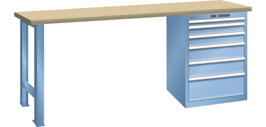 Lista - Établi 6 tiroirs plateau en multiplex H 89 x P 75 cm