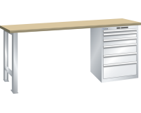 Lista - Établi 6 tiroirs plateau en multiplex H 89 x P 75 cm
