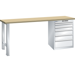 Lista - Établi 6 tiroirs plateau en multiplex H 89 x P 75 cm