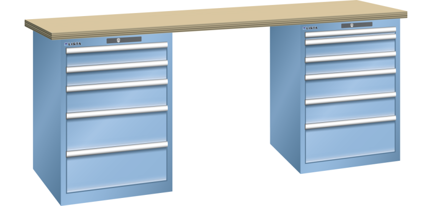 Lista - Établi 11 tiroirs plateau en multiplex P 75 cm