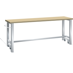 LISTA - Établi mobile (LxPxH) 1500x800x900-925mm roues en nylon Ø 100mm (escamotables) hêtre Gris clair RAL 7035