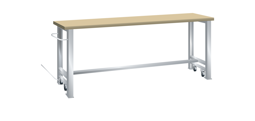 Établi mobile Lista 150 x 80 cm, plateau en hêtre massif