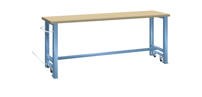 Établi mobile Lista 200 x 80 cm, plateau en hêtre massif