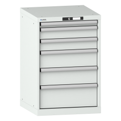 LISTA - Armoire à tiroirs 27x27E (LxPxH) 564x572x850mm 6 tiroirs (1x50/2x100/2x150/1x200) 75kg KEY Lock Gris clair RAL 7035
