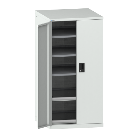 LISTA - Armoire à tiroirs avec portes battantes 36x36E (LxPxH) 717x753x1450mm 2 rayons extensibles (75kg), 3 rayons amovibles (200kg) KEY Lock Gris clair RAL 7035