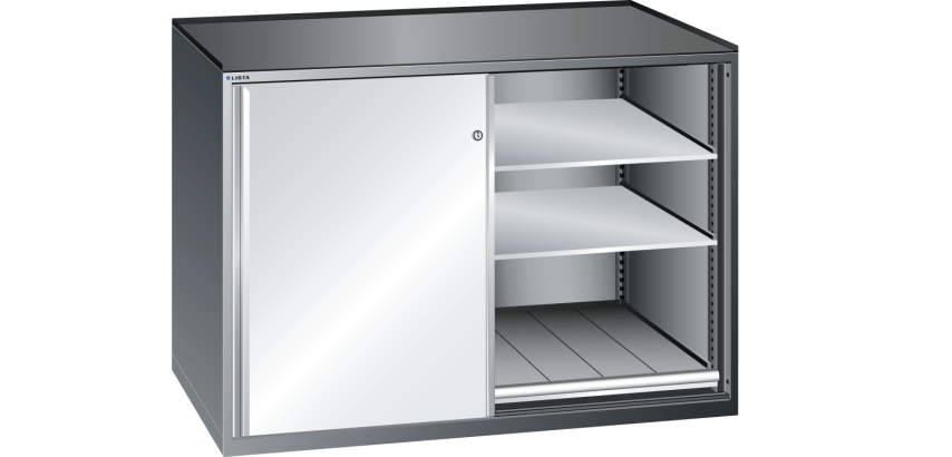 LISTA - Armoire à tiroirs 2x36x36E 2 rayons extensibles (75 Kg) + 2 rayons amovibles (200 Kg)