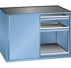 Armoire à portes battantes Lista 2 x 36 x 36E H 102 x L 143 x P 78 cm 4 tiroirs, 2 étagères extensibles Key Lock